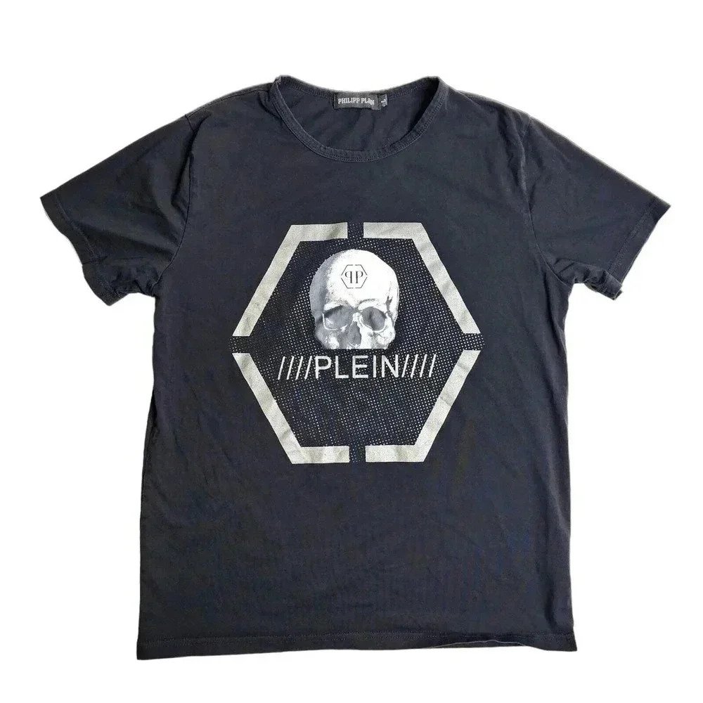 PHILIPP PLEIN Platinum‎ Cut Round Neck Skull Shirt Men's Size Small